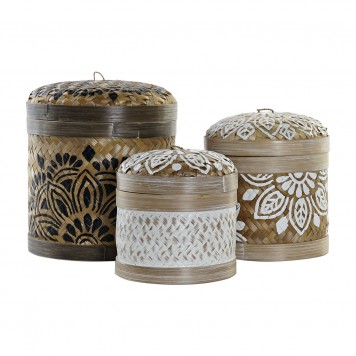 Basket set DKD Home Decor Bamboo (18 x 18 x 20 cm)-1